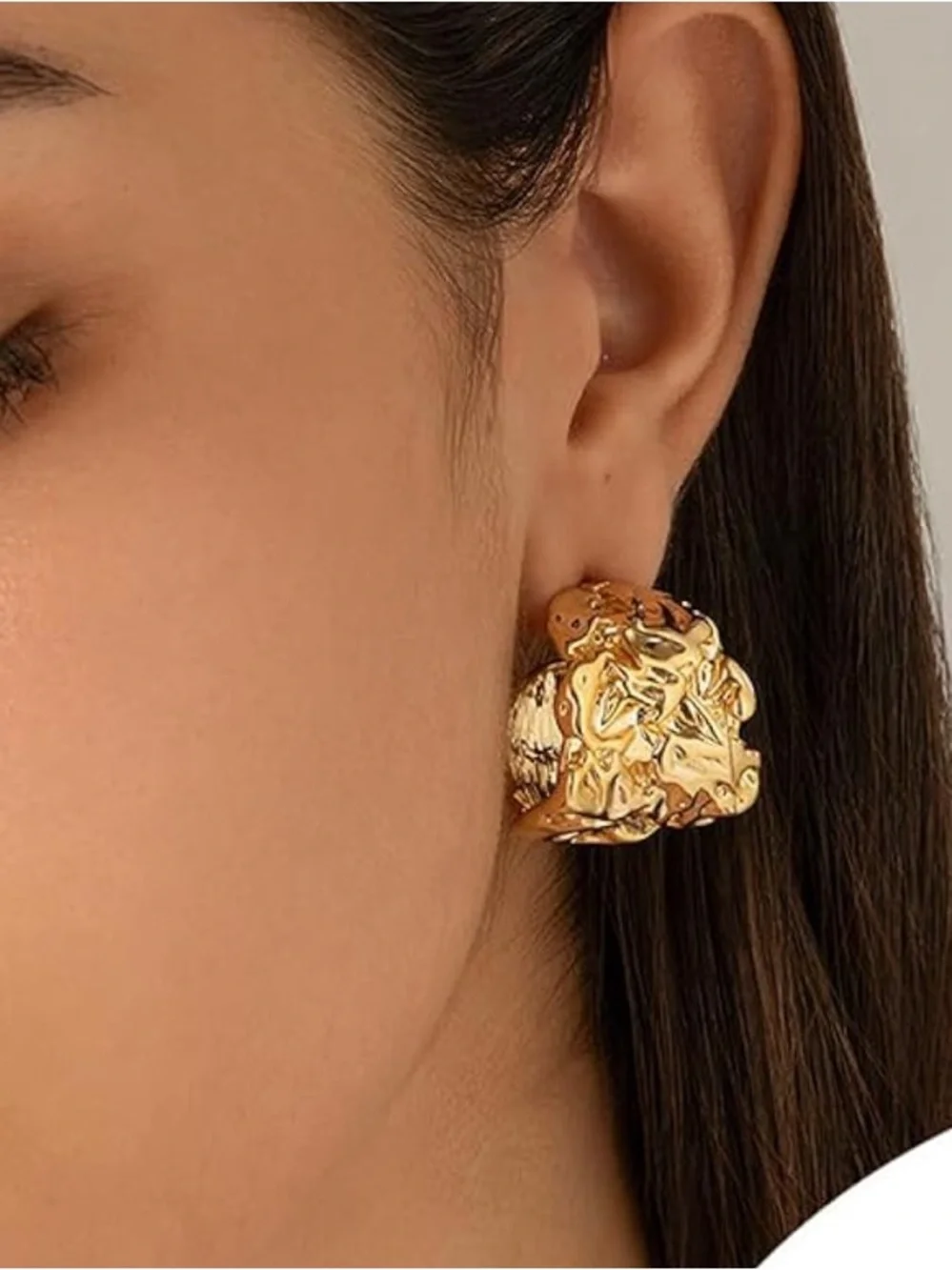 Zara Sculpted Gold Nugget Stud Earrings